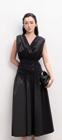 Imogen A-line V-Neck Silk Midi Dress - MEAN BLVD