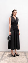 Imogen A-line V-Neck Silk Midi Dress - MEAN BLVD