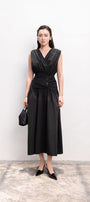 Imogen A-line V-Neck Silk Midi Dress - MEAN BLVD