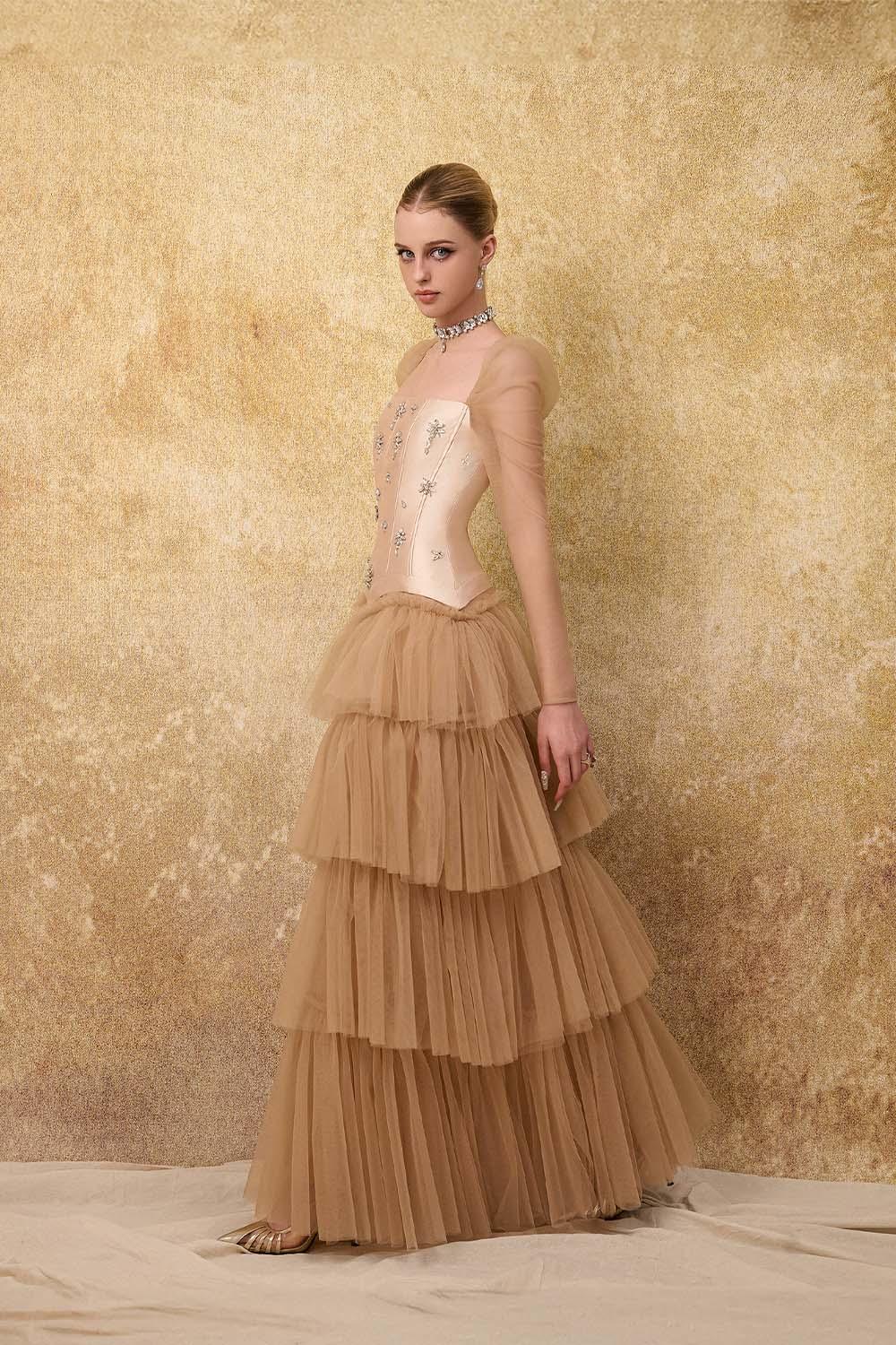 maxi dress with corset waist Adara Corset Maxi Dress