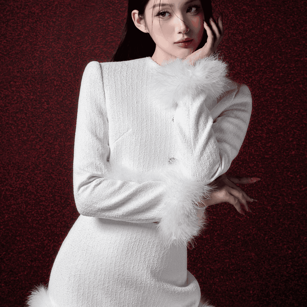 Inara A-line Feather Tweed Mini Skirt - MEAN BLVD