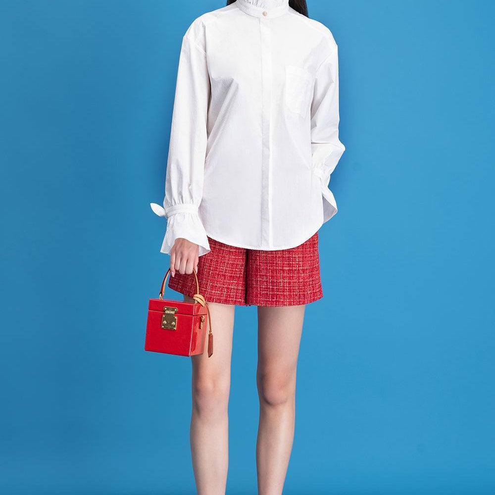 Indie Straight Ruffle Collar Silk Shirt - MEAN BLVD