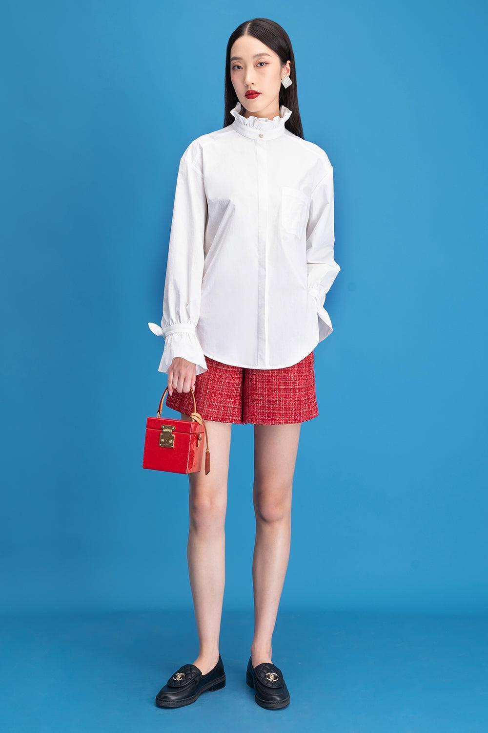 Indie Straight Ruffle Collar Silk Shirt - MEAN BLVD