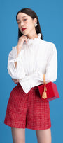 Indie Straight Ruffle Collar Silk Shirt - MEAN BLVD