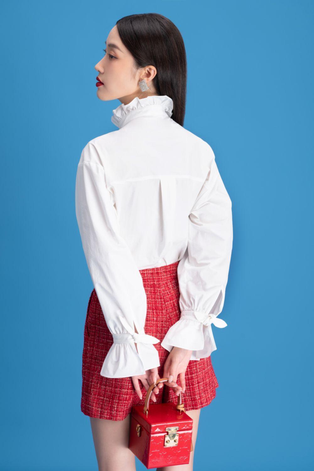 Indie Straight Ruffle Collar Silk Shirt - MEAN BLVD