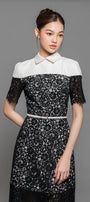Indigo A-line Collared Neck Cotton Lace Ankle Length Dress - MEAN BLVD