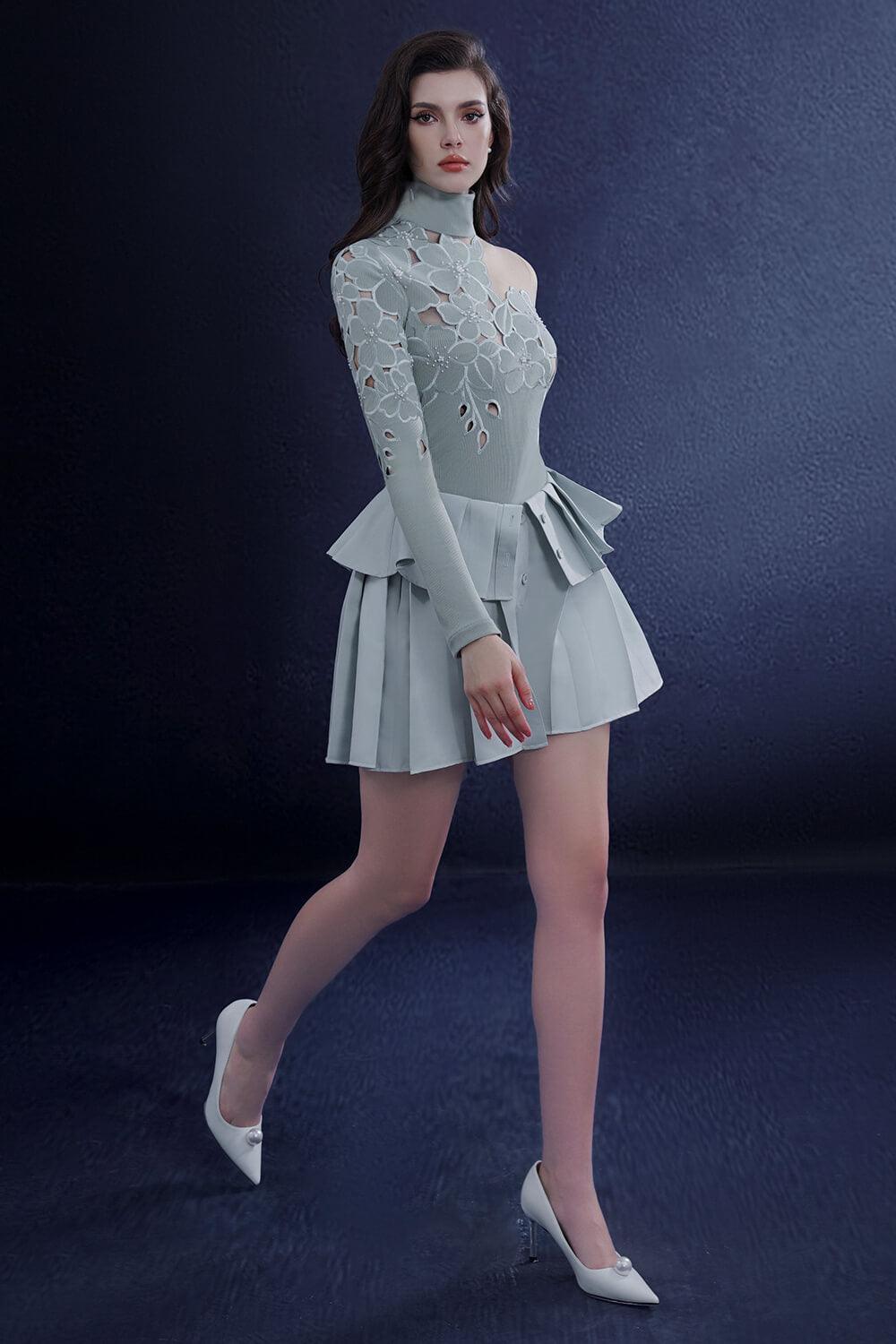 Intrigue A-line Pleated Taffeta Mini Set - MEAN BLVD