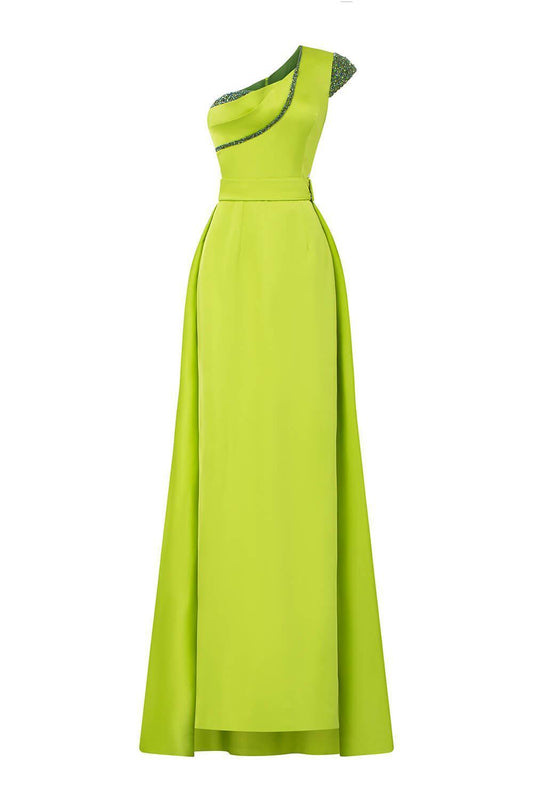 Intrigue Sheath One Shoulder Silk Floor Length Dress - MEAN BLVD