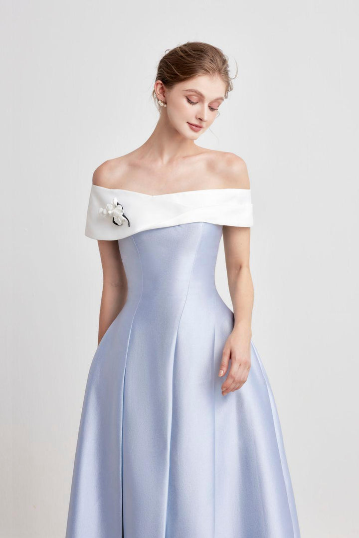 Ipomoea A-line Off-Shoulder Taffeta Midi Dress | MEAN BLVD