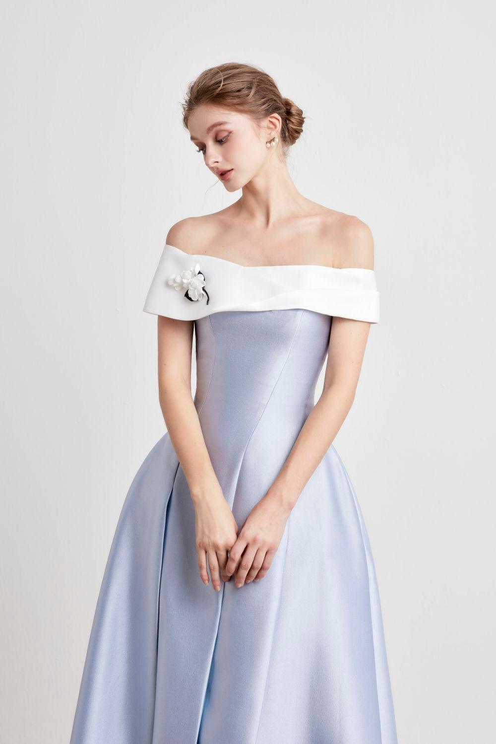 Ipomoea A-line Off-Shoulder Taffeta Midi Dress - MEAN BLVD