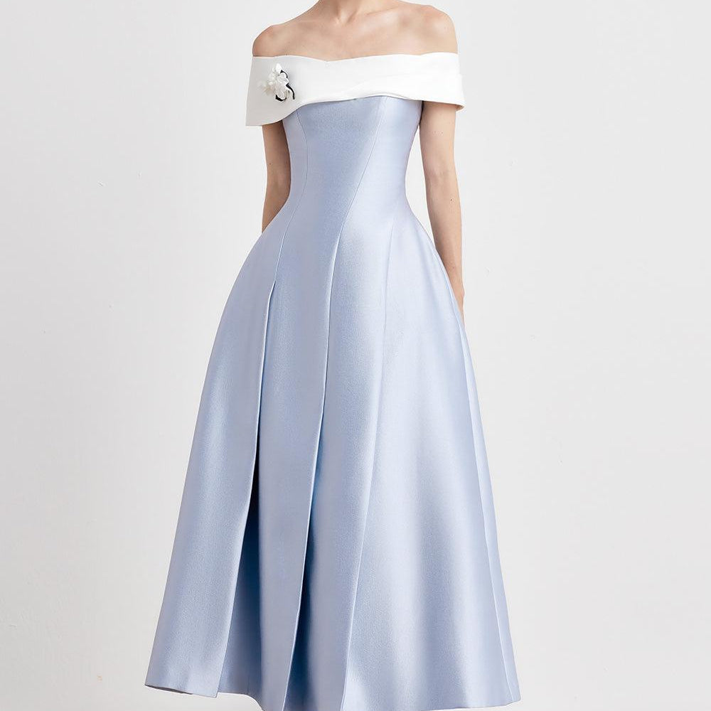 Ipomoea A-line Off-Shoulder Taffeta Midi Dress - MEAN BLVD