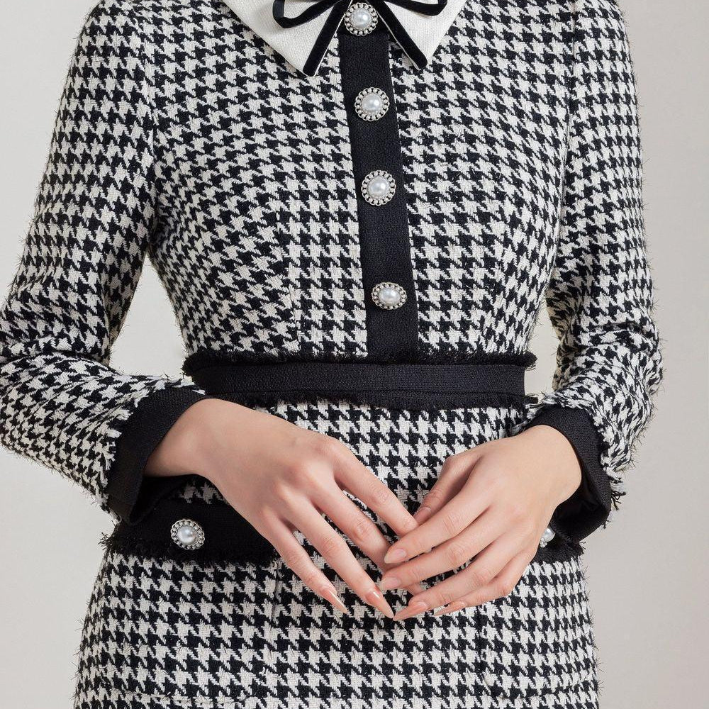 Irene A-line Long Sleeved Tweed Mini Dress - MEAN BLVD