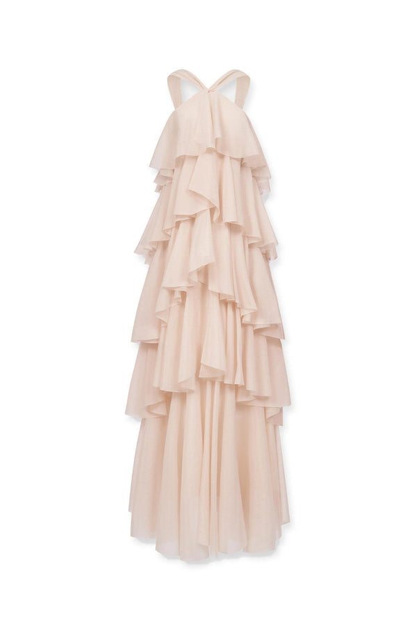 Irene Layered V-Neck Poly Organza Floor Length Dress - MEAN BLVD