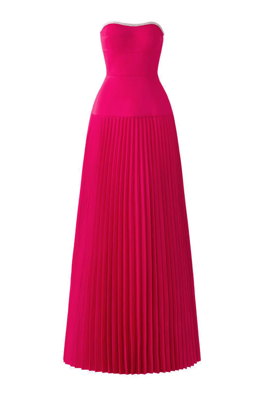 Iris Pleated Sweetheart Neck Taffeta Floor Length Dress - MEAN BLVD