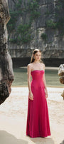 Iris Pleated Sweetheart Neck Taffeta Floor Length Dress - MEAN BLVD