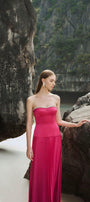 Iris Pleated Sweetheart Neck Taffeta Floor Length Dress - MEAN BLVD