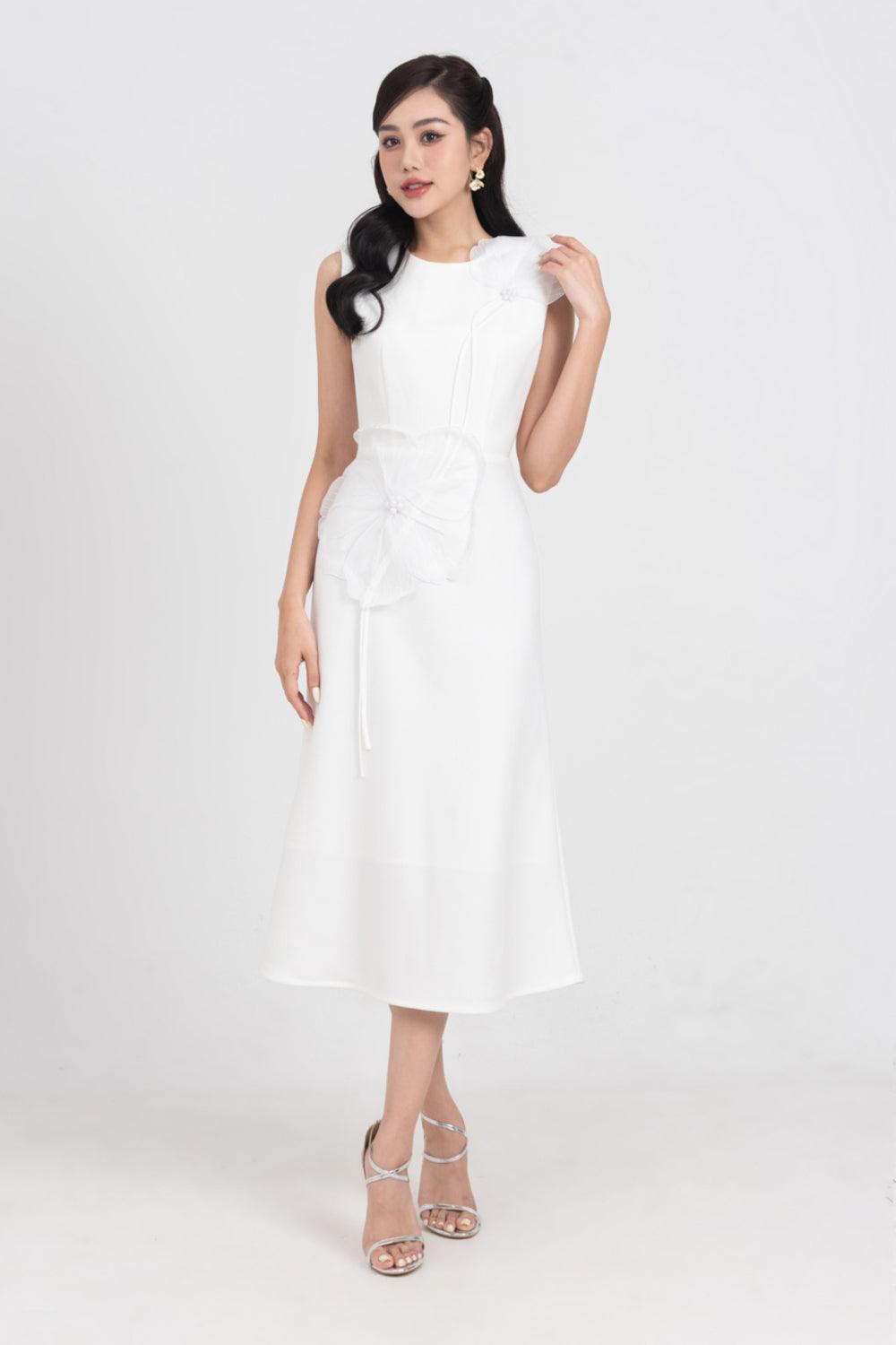 Iris Sheath Sleeveless Polycotton Midi Dress - MEAN BLVD