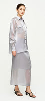 Iris Straight Back Slit Chiffon Midi Skirt - MEAN BLVD