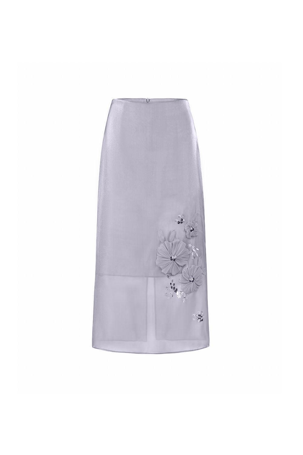 Iris Straight Back Slit Chiffon Midi Skirt - MEAN BLVD