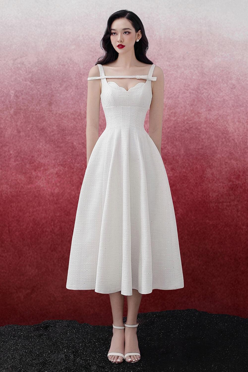 Isabel Fit and Flare Sleeveless Tweed Midi Dress - MEAN BLVD