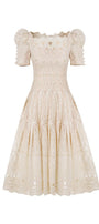 Isabella A-line Leg Of Mutton Sleeved Lace Midi Dress - MEAN BLVD