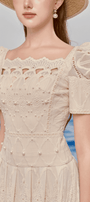 Isabella A-line Leg Of Mutton Sleeved Lace Midi Dress - MEAN BLVD