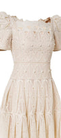 Isabella A-line Leg Of Mutton Sleeved Lace Midi Dress - MEAN BLVD