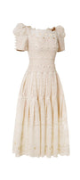Isabella A-line Leg Of Mutton Sleeved Lace Midi Dress - MEAN BLVD
