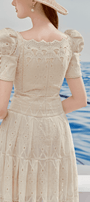 Isabella A-line Leg Of Mutton Sleeved Lace Midi Dress - MEAN BLVD