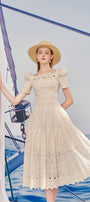 Isabella A-line Leg Of Mutton Sleeved Lace Midi Dress - MEAN BLVD