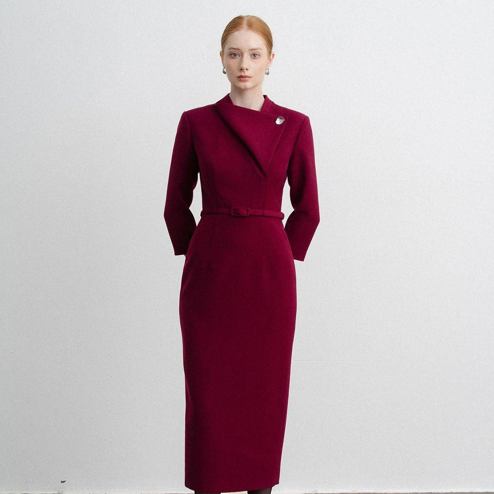 Isabella Pencil Asymmetric Neck Polycotton Midi Dress - MEAN BLVD