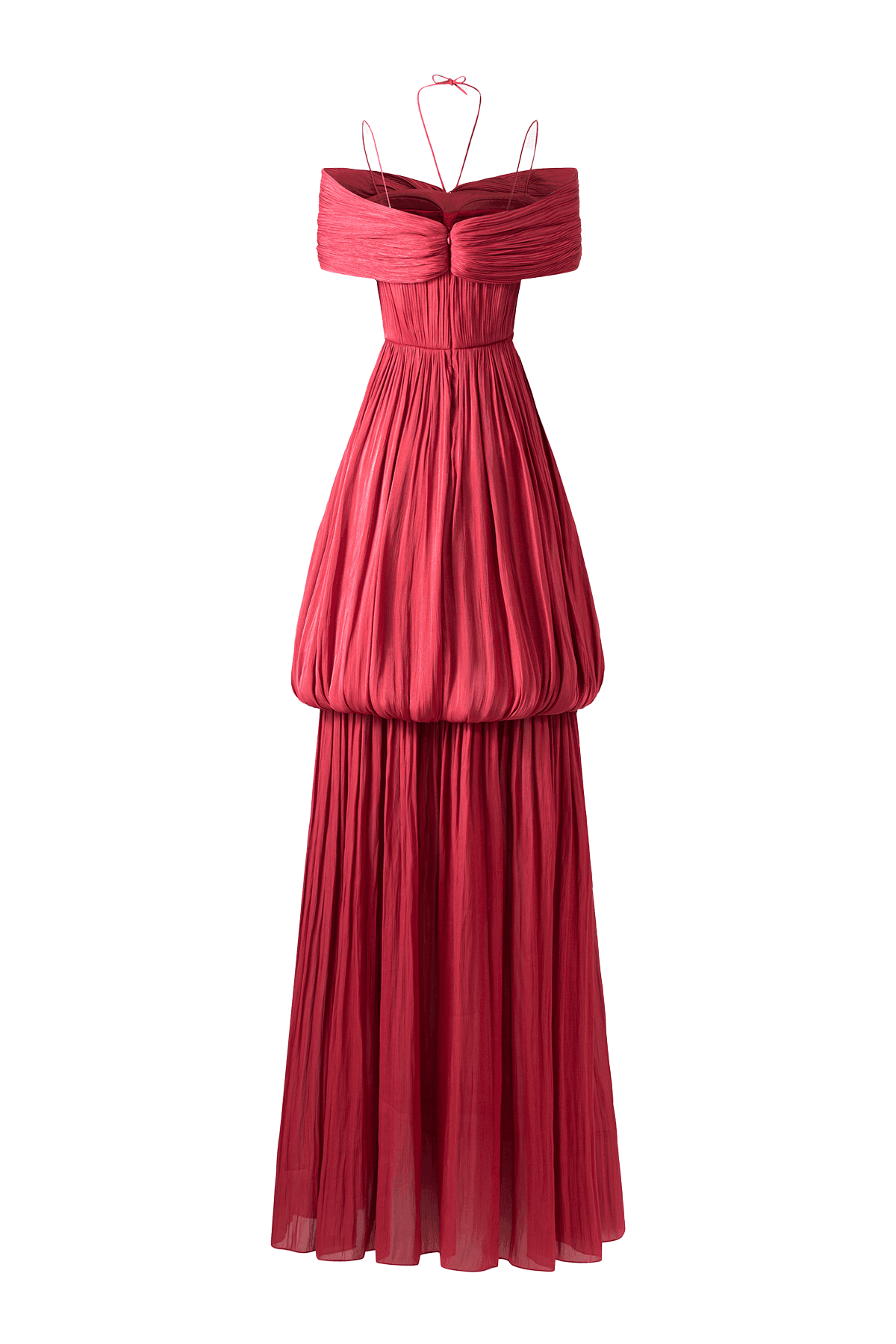 red off the shoulder chiffon dress Red Ruffle Off-Shoulder Chiffon Dress Romantic Summer Outfit Red / S