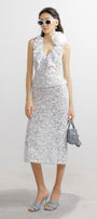 Isaias Pencil Back Slit Embroidered Lace Midi Skirt - MEAN BLVD