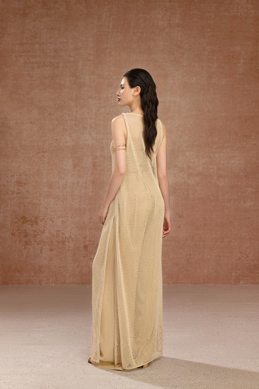 Isla A-line Side Slit Mesh Maxi Dress - MEAN BLVD