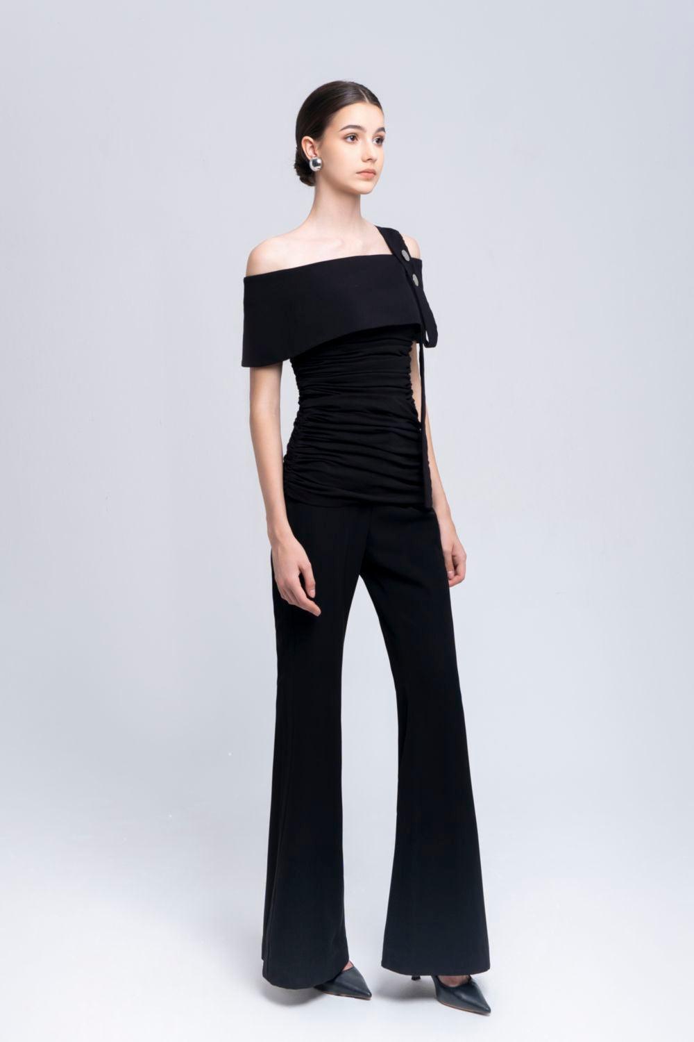 Isla Flared Side Slit Cotton Floor Length Pants - MEAN BLVD
