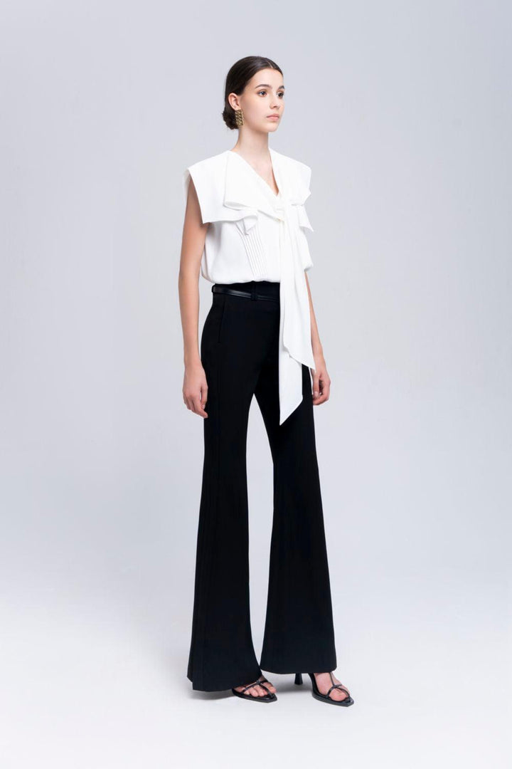 Isla Flared Side Slit Cotton Floor Length Pants - MEAN BLVD