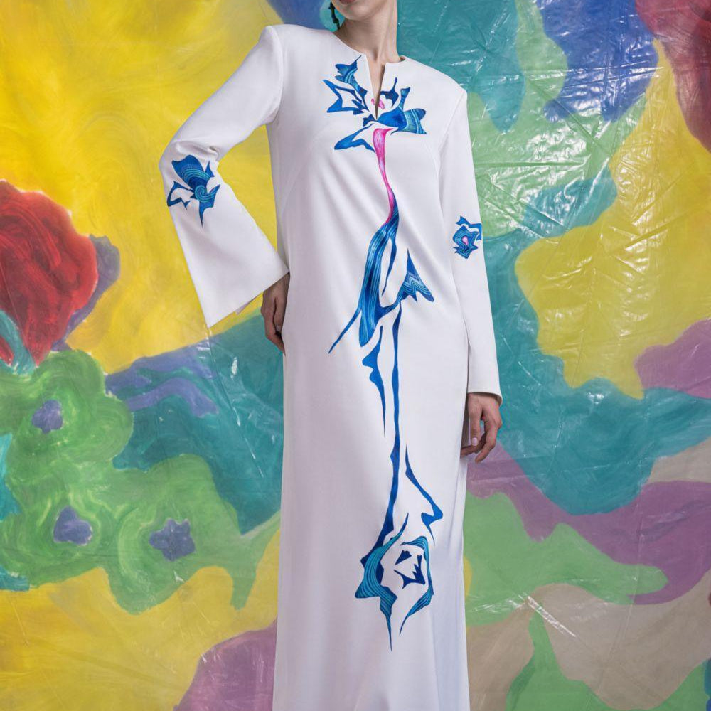 Isla Straight Long Sleeved Satin Floor Length Dress - MEAN BLVD