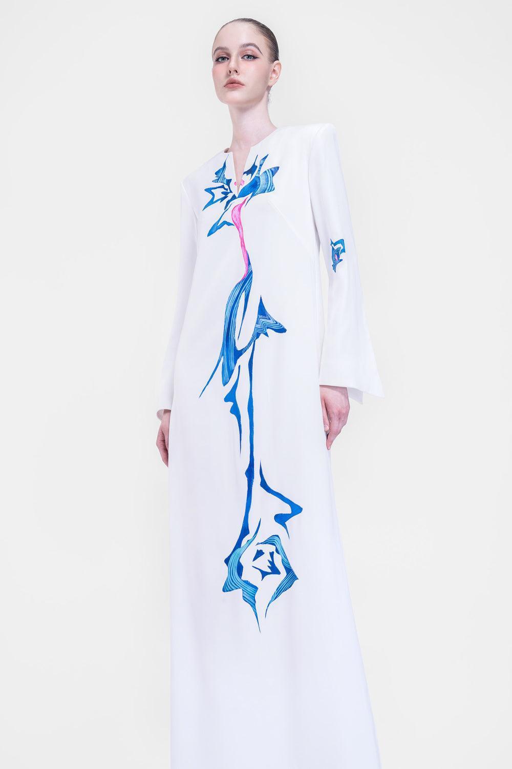 Isla Straight Long Sleeved Satin Floor Length Dress - MEAN BLVD