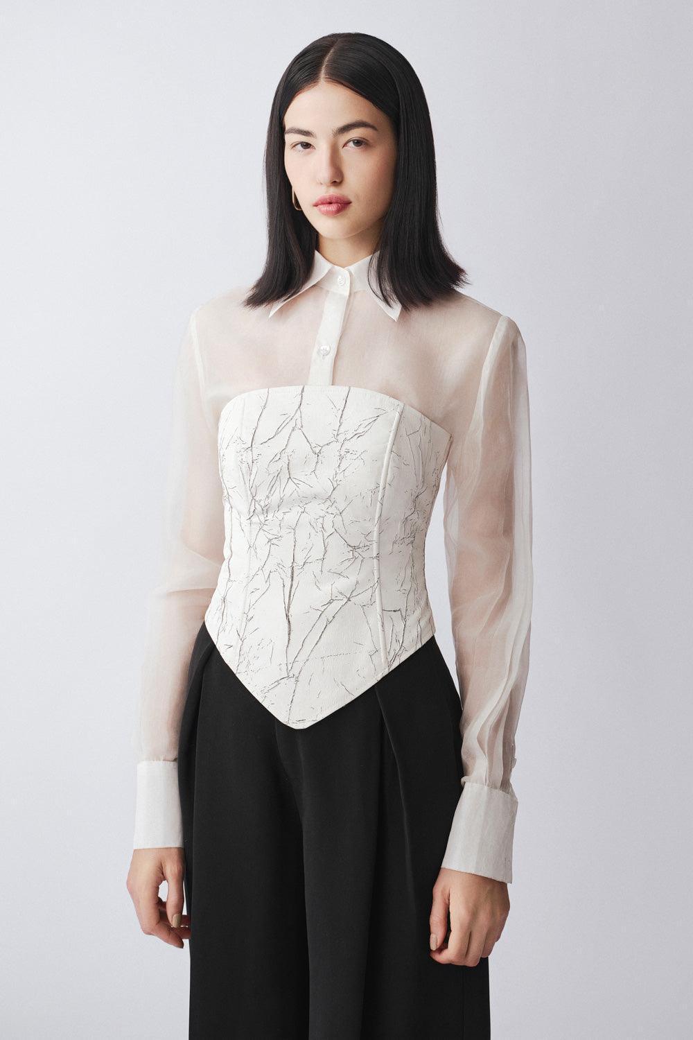 Isla Straight See-Through Organza Shirt - MEAN BLVD