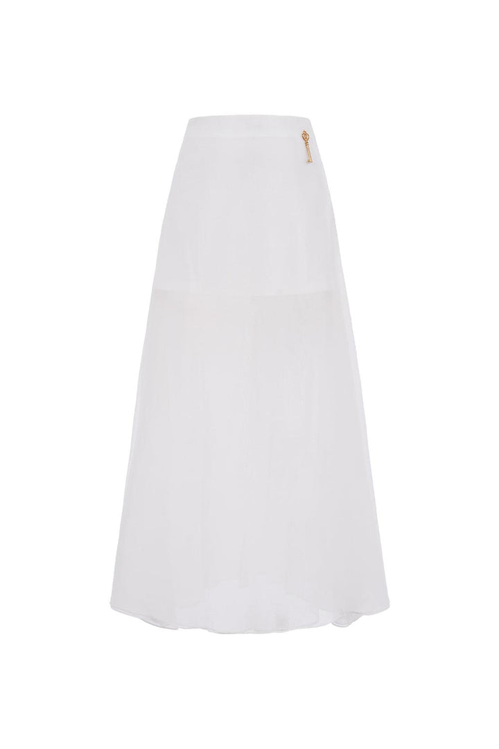 Ivory A-line High Waist Organza Maxi Skirt - MEAN BLVD