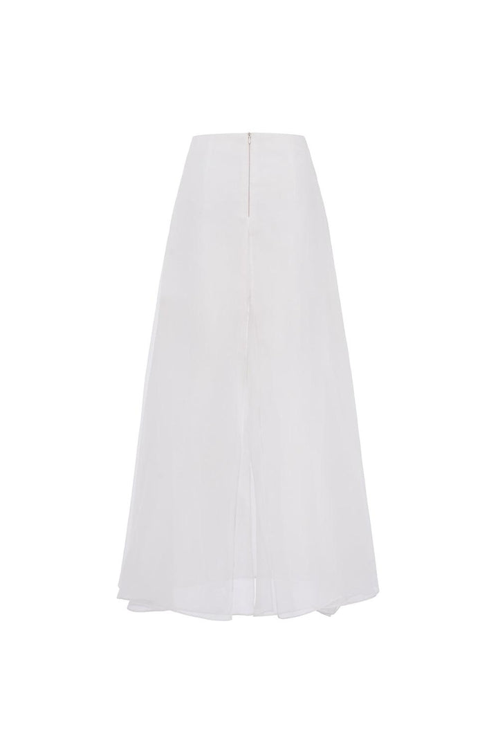 Ivory A-line High Waist Organza Maxi Skirt - MEAN BLVD