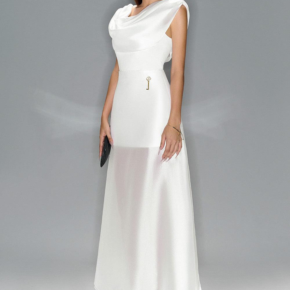 Ivory A-line High Waist Organza Maxi Skirt - MEAN BLVD