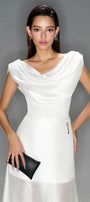 Ivory Bodycon Cowl Neck Organza Top - MEAN BLVD