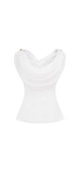 Ivory Bodycon Cowl Neck Organza Top - MEAN BLVD