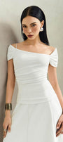Ivory Bodycon Short Sleeved Knit Shirt - MEAN BLVD