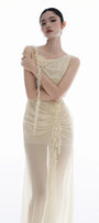 Ivory One Shoulder Maxi Dress - MEAN BLVD