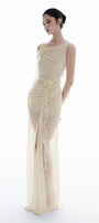 Ivory One Shoulder Maxi Dress - MEAN BLVD