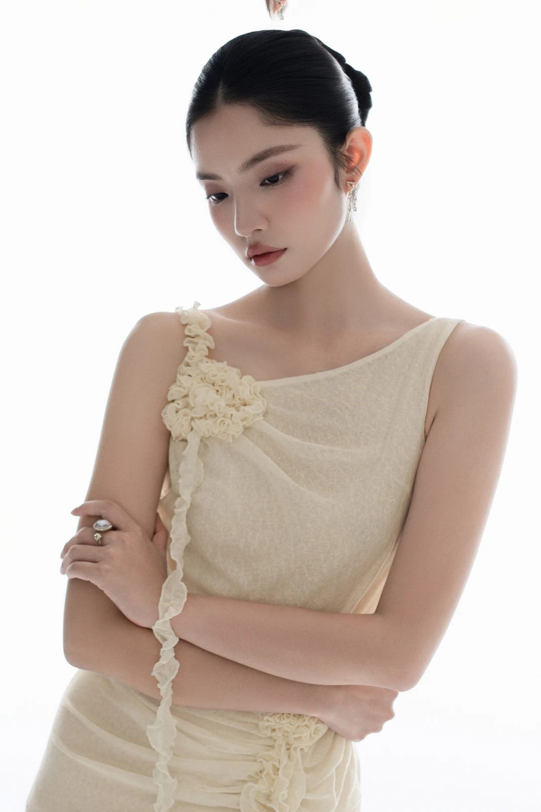 Ivory One Shoulder Maxi Dress - MEAN BLVD