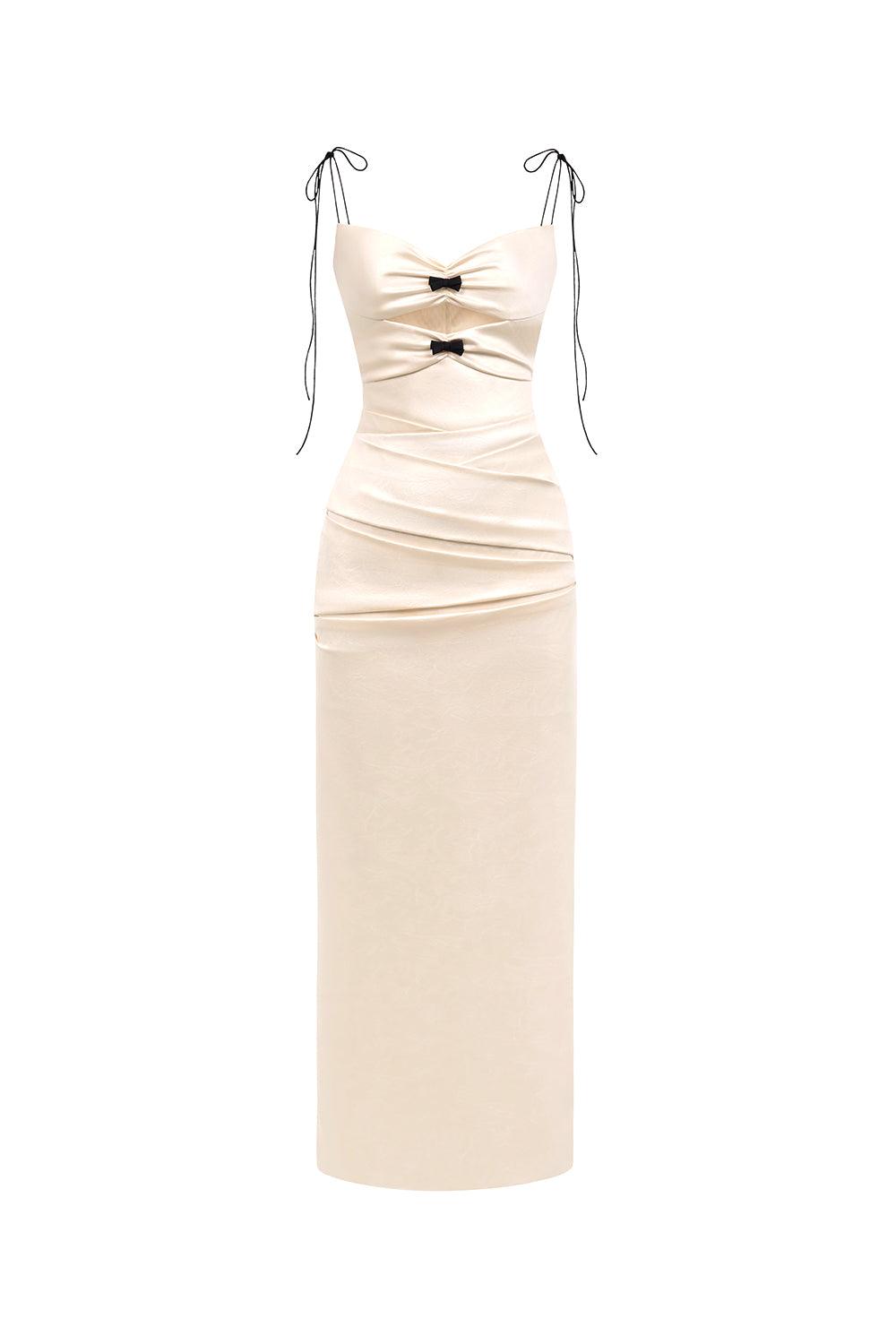 Ivory Leather Effect Dress - MEAN BLVD