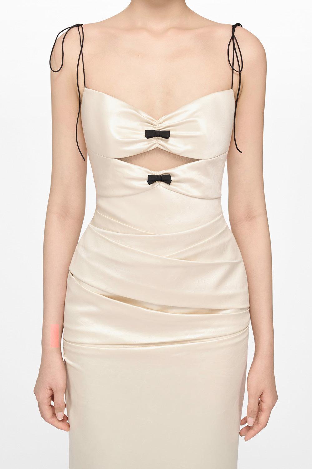 Ivory Leather Effect Dress - MEAN BLVD